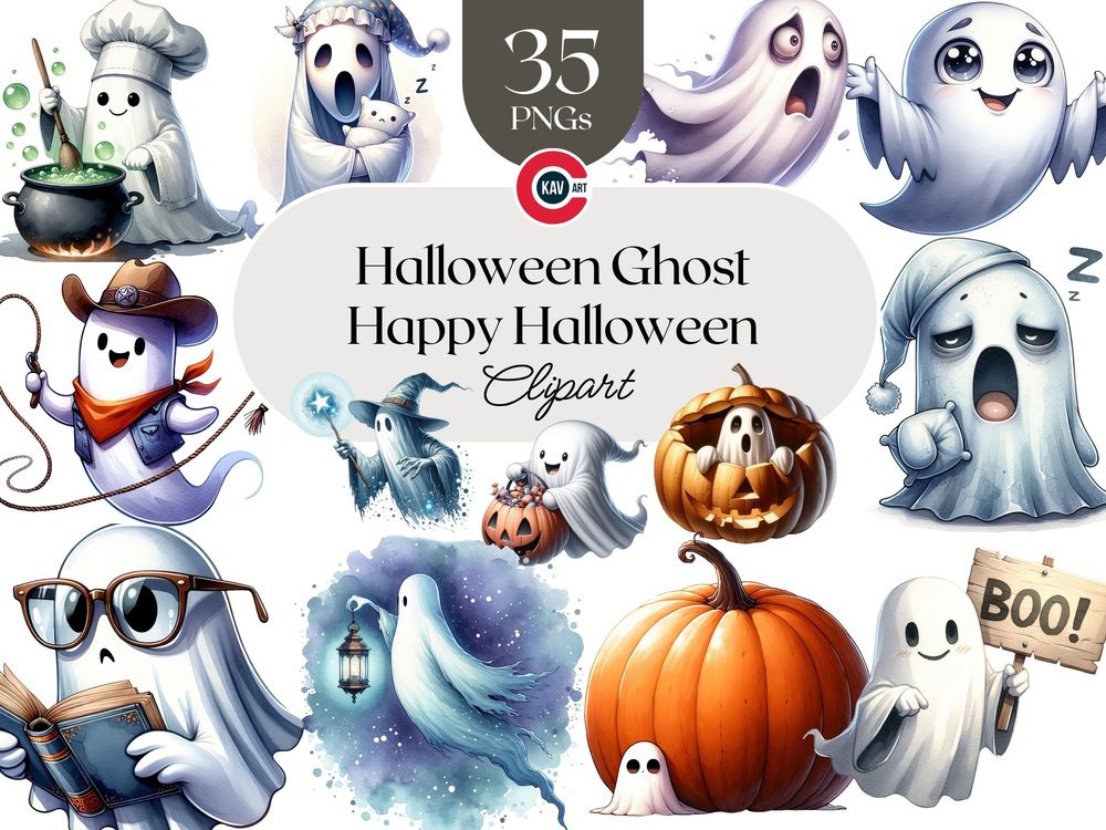 Watercolor Spooky Ghost